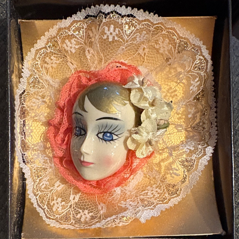 Vintage Brinn’s 1986 Glamour Girl Porcelain Doll Brooch